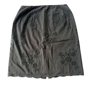 Talbots Black Embroidered Flower Skirt